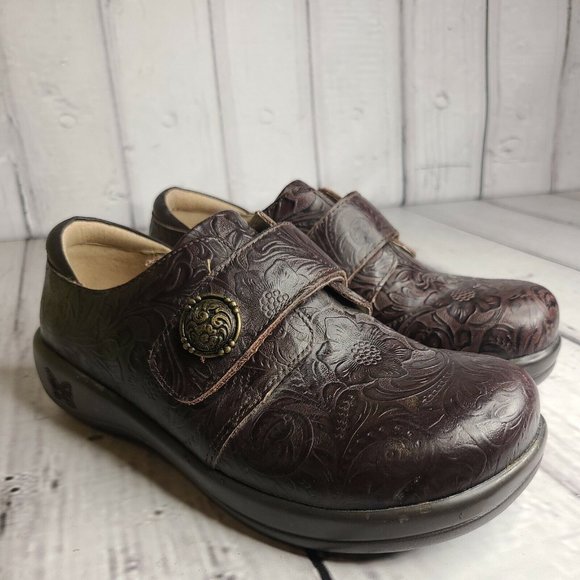 Alegria Shoes - Alegria Womens Joleen Molasses Tooled Brown Shoes Size 35 (US 5-5.5) Nice!